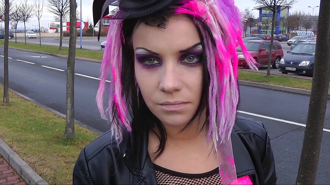 Pink Hair Goth Chick Has Real Sex For Cash